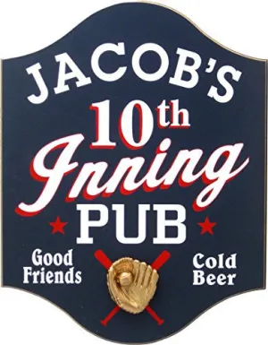 10th Inning Pub Custom Wooden Novelty Sign