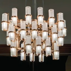 36 Light 50S Style Chandelier With Pink Gold Frame