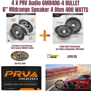 4 X PRV Audio 6MR400-4 BULLET 6" Midrange Speaker 4 Ohm 400 Watts