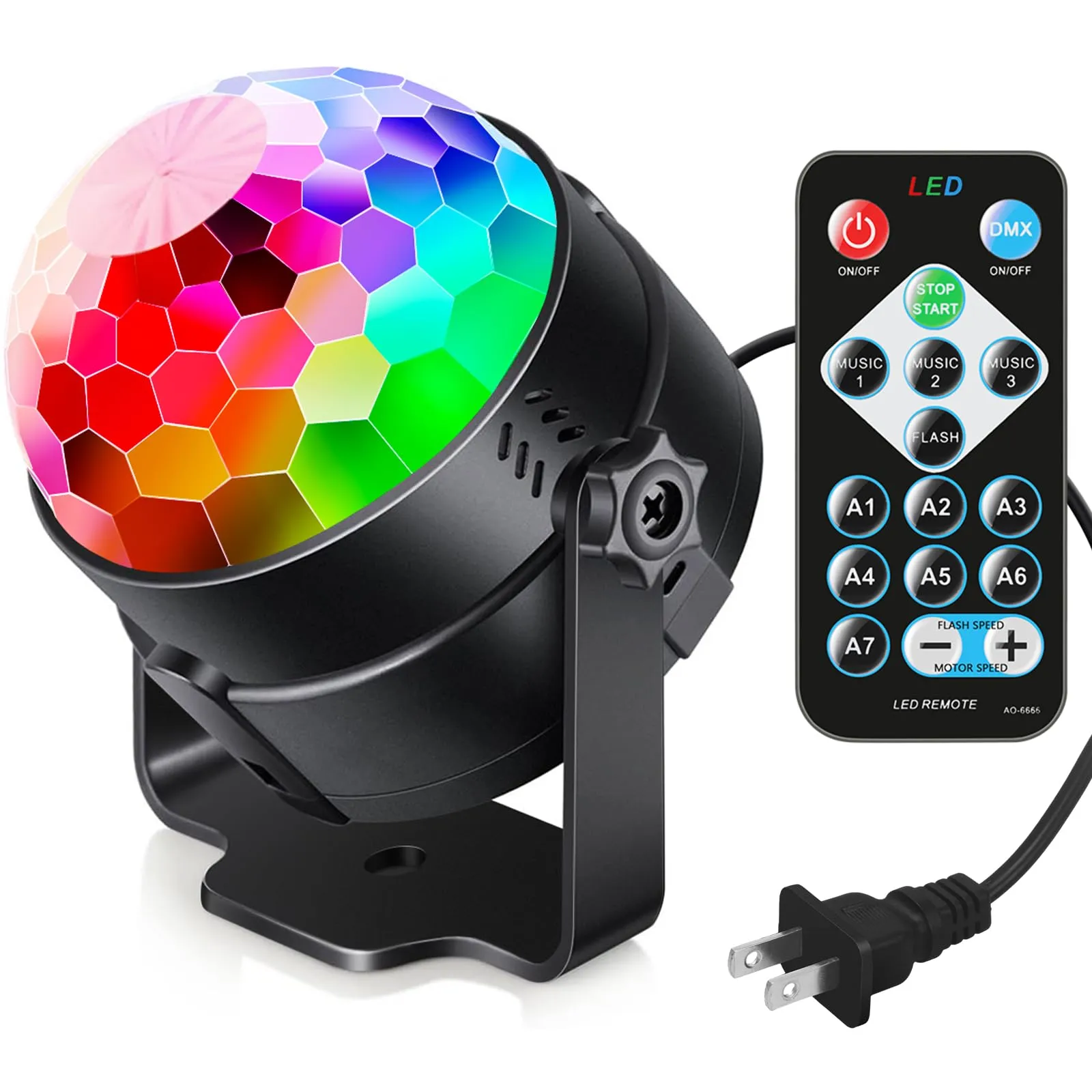 7 Modes Disco Ball Strobe Lamp Stage Light Sound Activated Party Lights with Remote Control Dj Lighting for Dance Parties