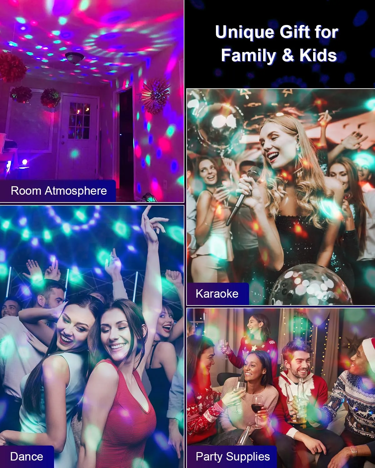 7 Modes Disco Ball Strobe Lamp Stage Light Sound Activated Party Lights with Remote Control Dj Lighting for Dance Parties