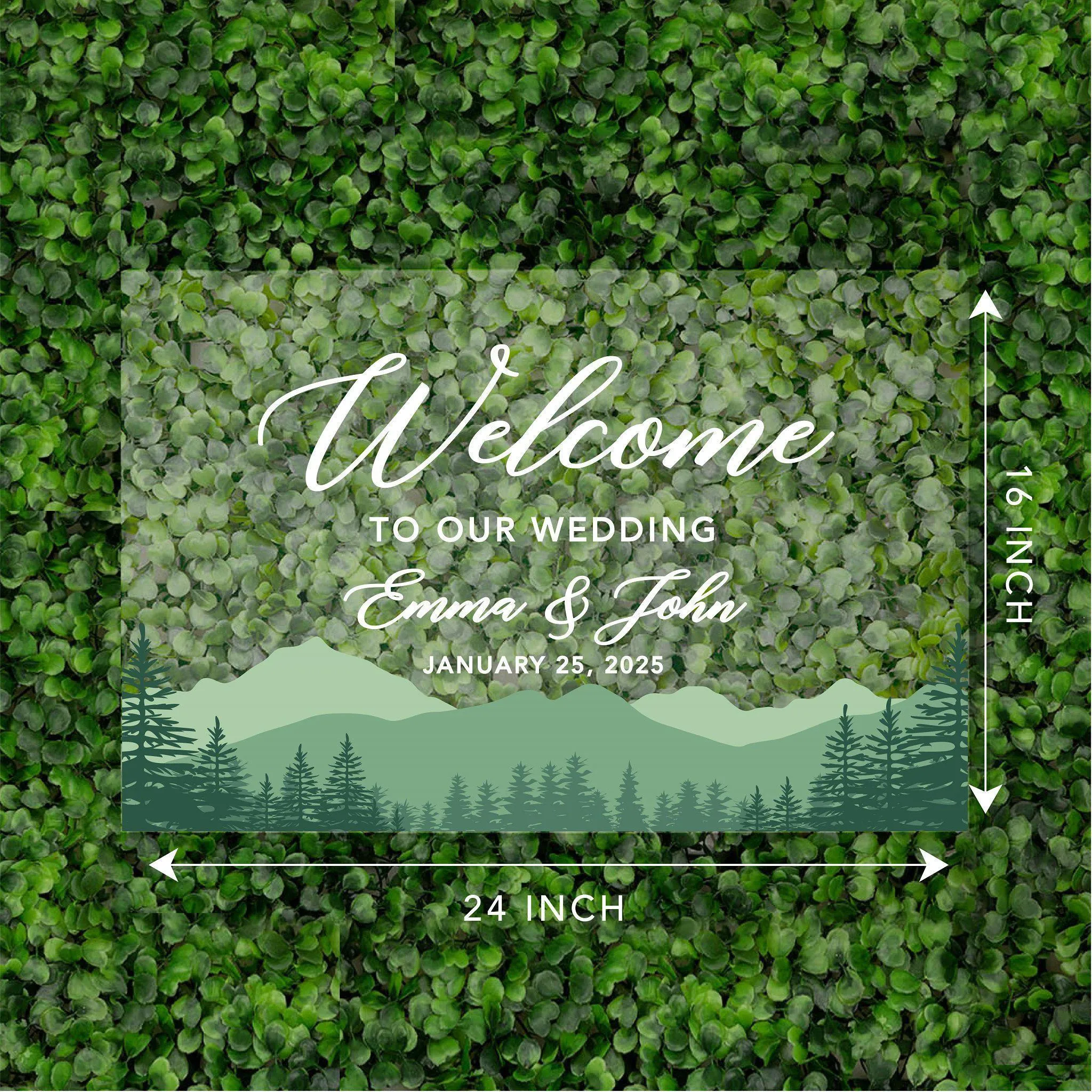 Acrylic Custom Woodland Wedding Signs, 16 x 24 Inches