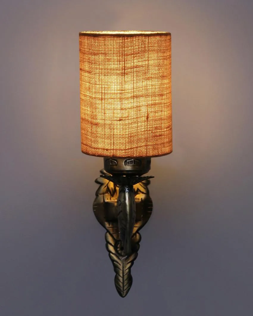 Alluring Antique Gold Jute Conical Shade Wall Lamp