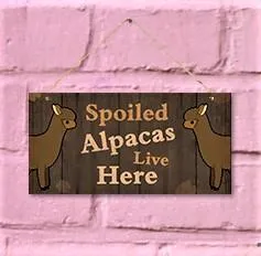 Alpaca Home Decor Wooden Plaque