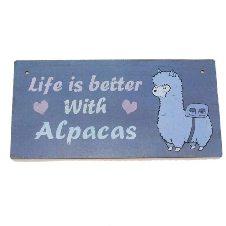 Alpaca Home Decor Wooden Plaque