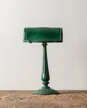 Antique Green Art Deco Banker Lamp