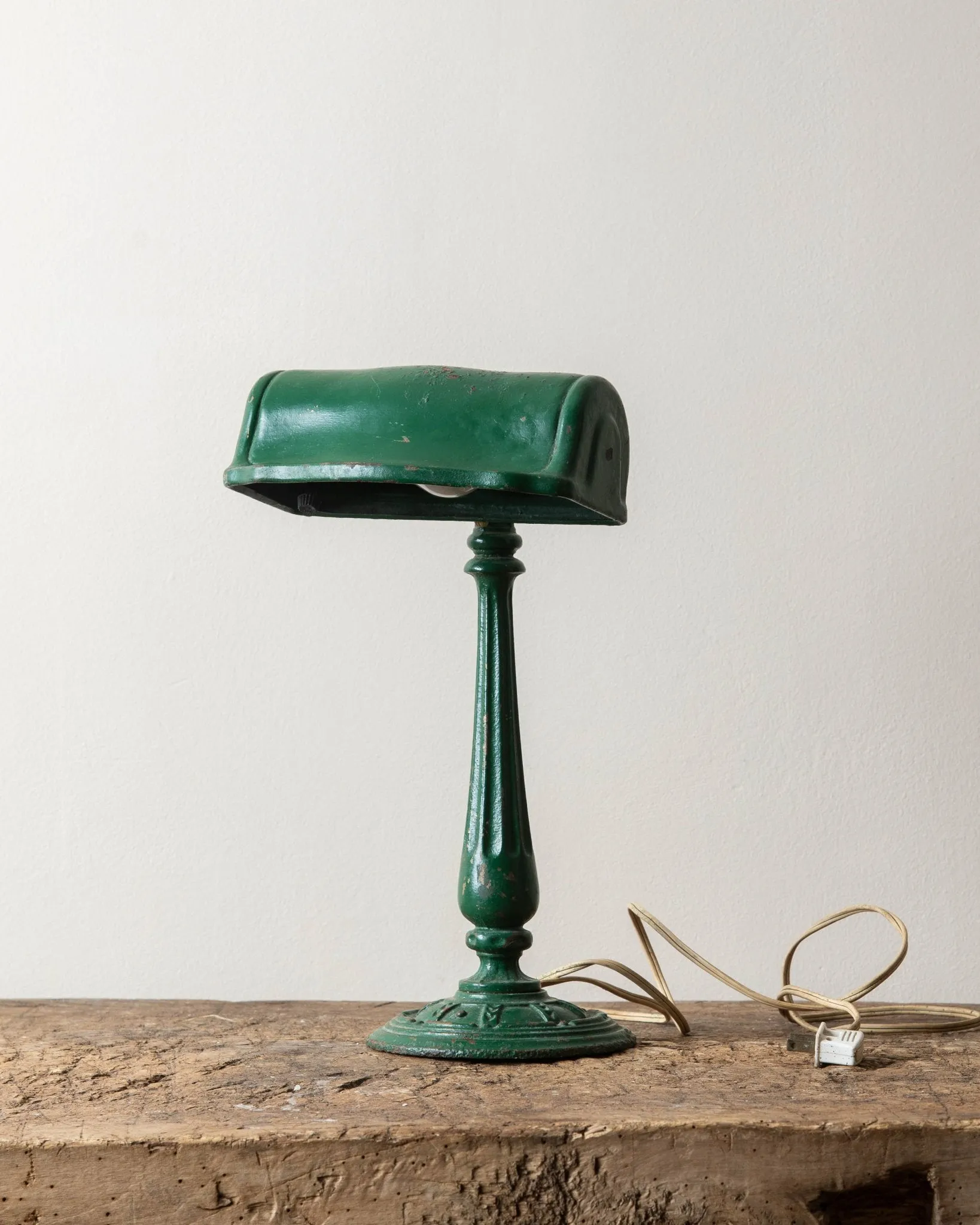 Antique Green Art Deco Banker Lamp