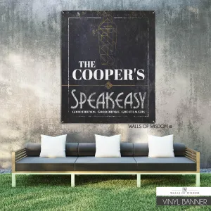 Art Deco Personalized Speakeasy Outdoor Decor Vinyl Sign - Pool and Patio Backyard Decor Cocktail Lounge Wall Art