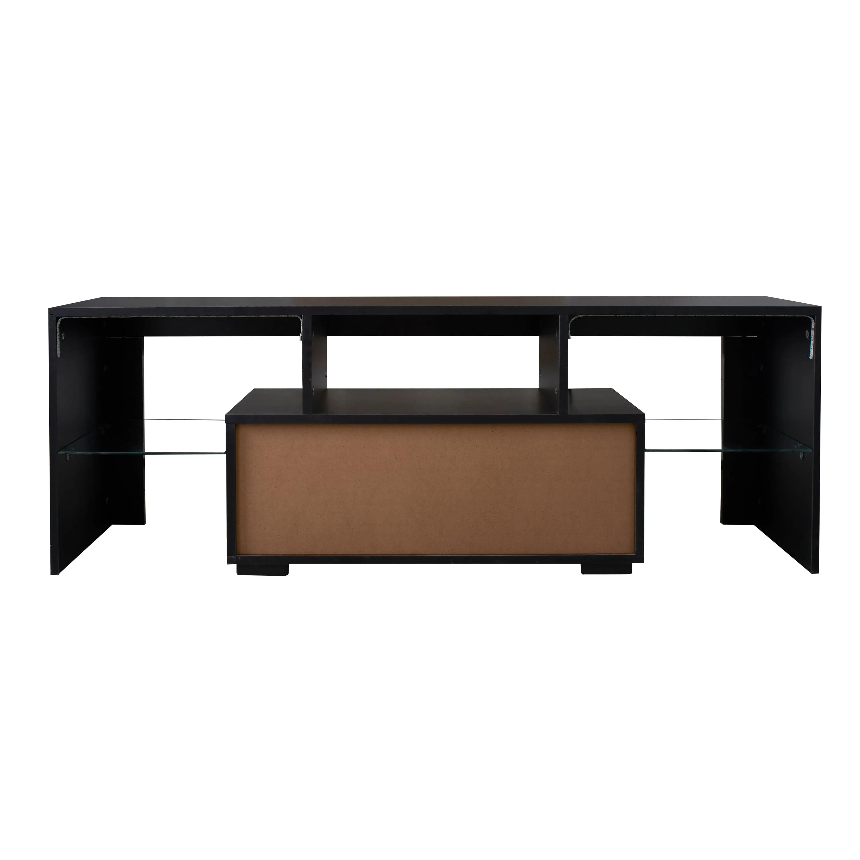 Black TV Stand with LED RGB Lights, Flat Screen Cabinet