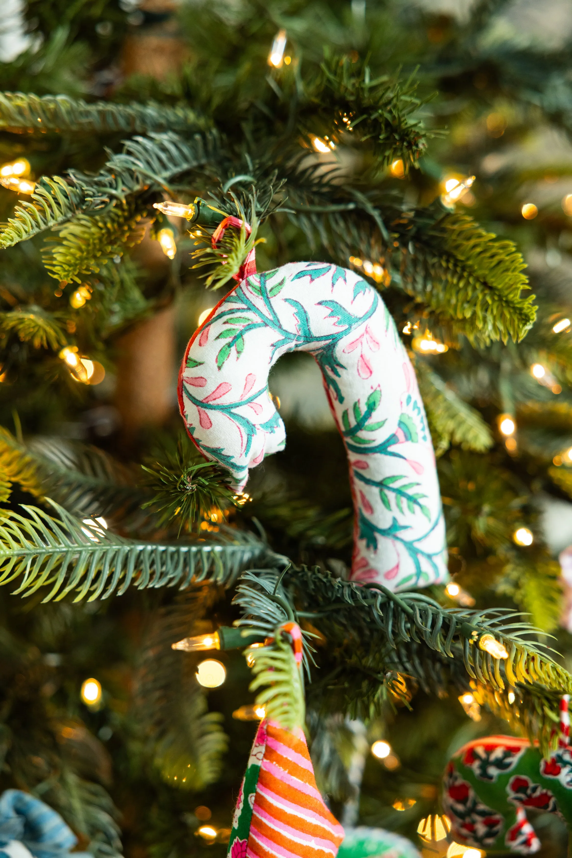 Blockprint Ornaments - Candy Canes - S/4