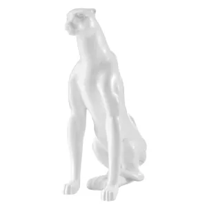 Boli Sitting Panther Sculpture // Glossy White - Home Decor