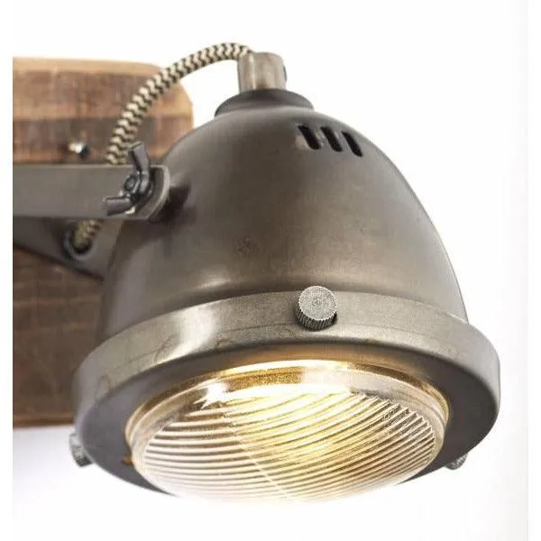 Brilliant 1 Light 5W Carmen Wood Spotlight - Burned Steel & Wood | 72010/84