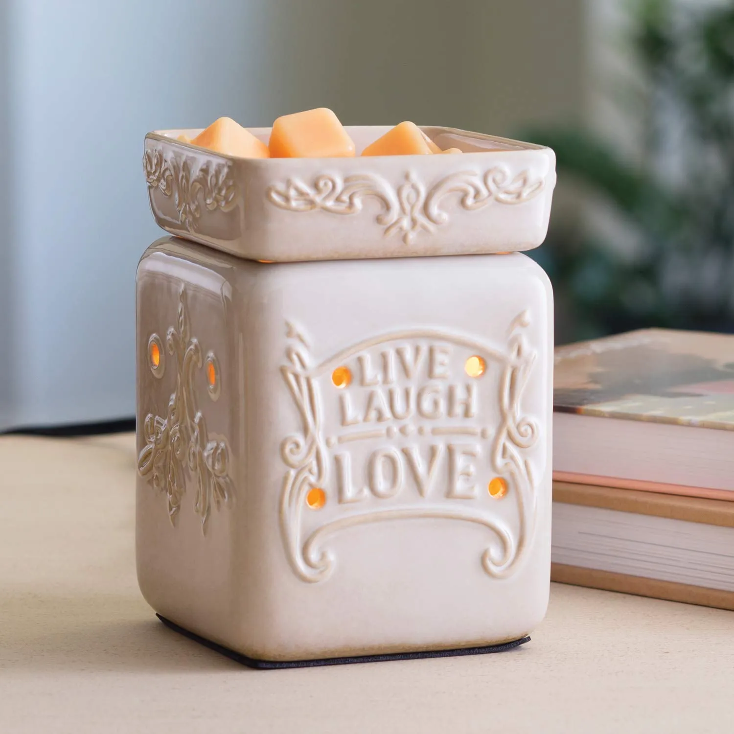 CANDLE WARMERS ETC. Illumination Fragrance Warmer- Light-Up Warmer for Warming Scented Candle Wax Melts and Tarts or Essential Oils to Freshen Room, Live Well