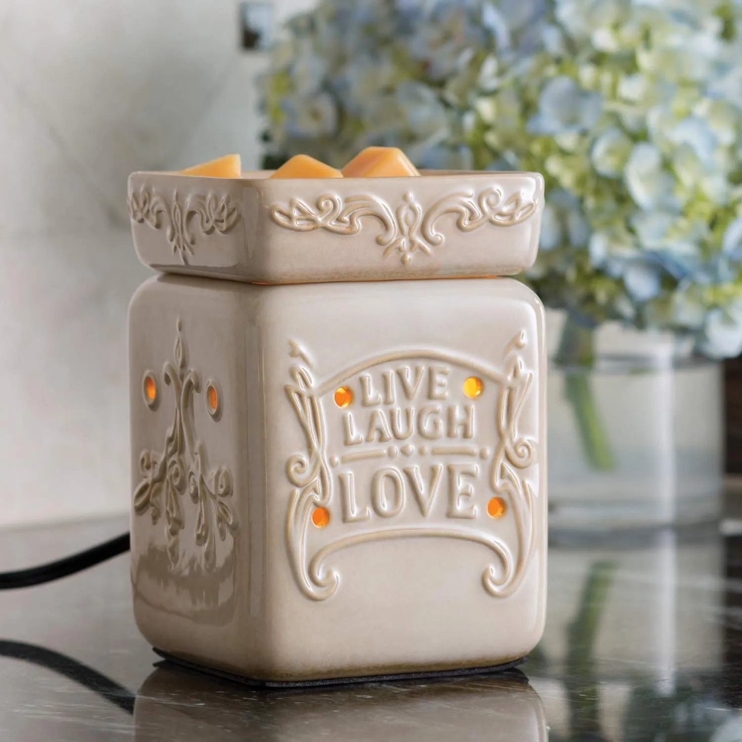 CANDLE WARMERS ETC. Illumination Fragrance Warmer- Light-Up Warmer for Warming Scented Candle Wax Melts and Tarts or Essential Oils to Freshen Room, Live Well