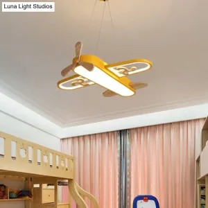 Childrens Plane Shaped Hanging Lamp Acrylic Bedroom LED Chandelier Pendant Light