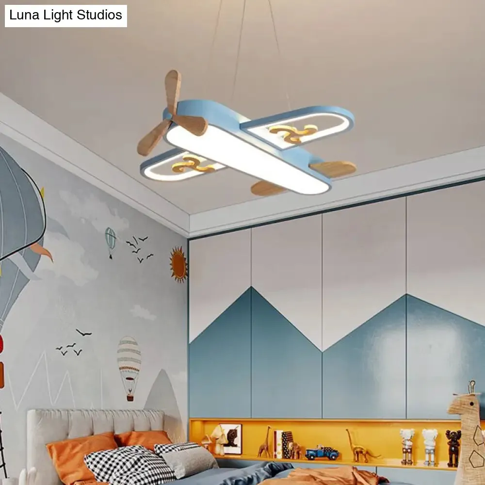 Childrens Plane Shaped Hanging Lamp Acrylic Bedroom LED Chandelier Pendant Light