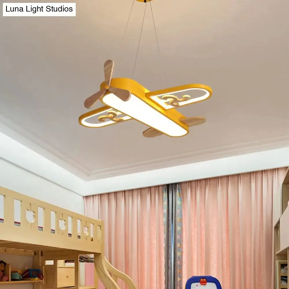 Childrens Plane Shaped Hanging Lamp Acrylic Bedroom LED Chandelier Pendant Light