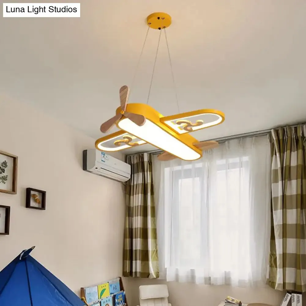 Childrens Plane Shaped Hanging Lamp Acrylic Bedroom LED Chandelier Pendant Light