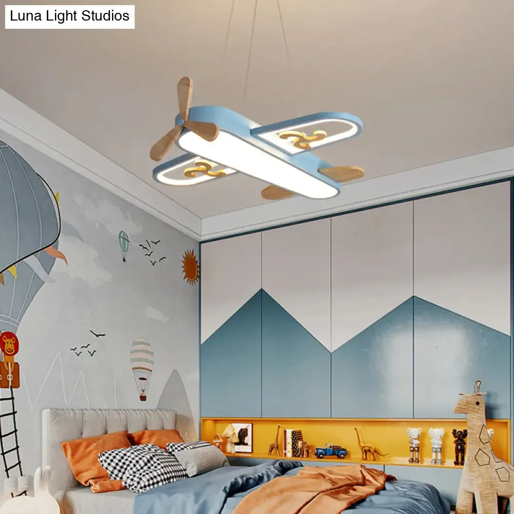 Childrens Plane Shaped Hanging Lamp Acrylic Bedroom LED Chandelier Pendant Light