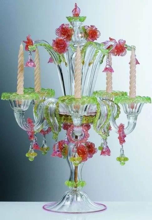 Colourful Murano Glass Chandelier Or Flambeau Lamp