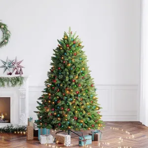 cozy 6ft Pre-Lit Spruce Christmas Tree with 500 Color Lights, Artificial Multi-Color Xmas Tree 6.5' 6.5'