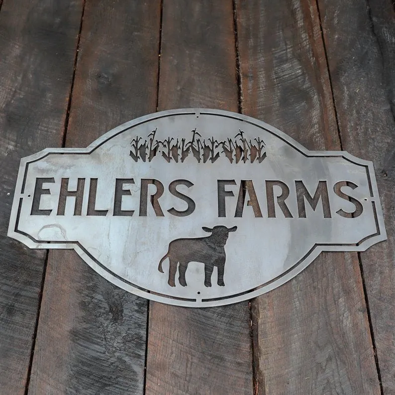 Custom Vintage Metal Farmhouse Sign - Personalized Family Name Farm Wall Art, Farm Animal, Porch Signs