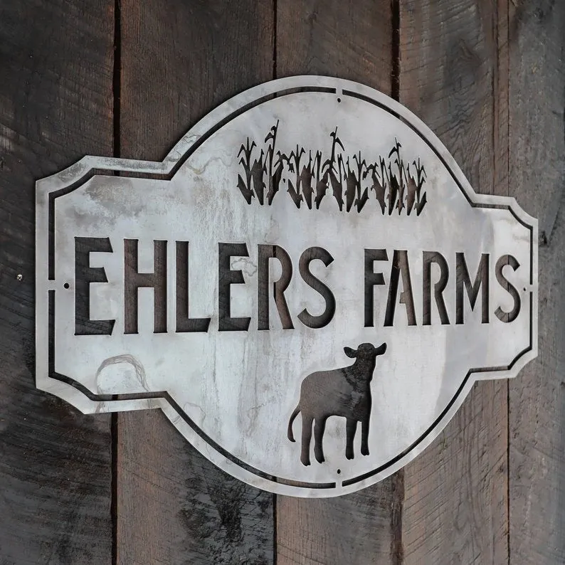 Custom Vintage Metal Farmhouse Sign - Personalized Family Name Farm Wall Art, Farm Animal, Porch Signs