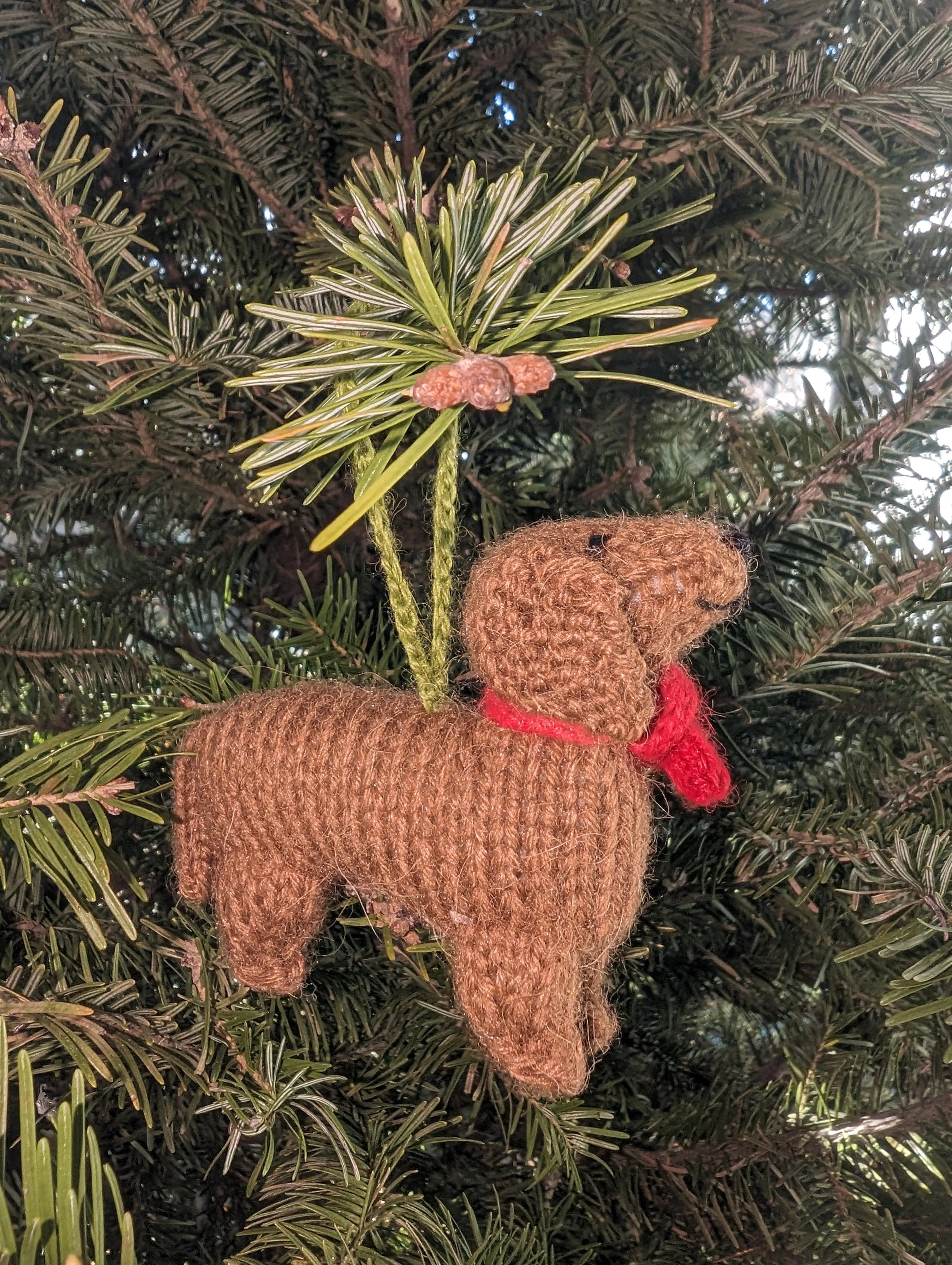 Dachshund Dog Hand Knit Christmas Ornament