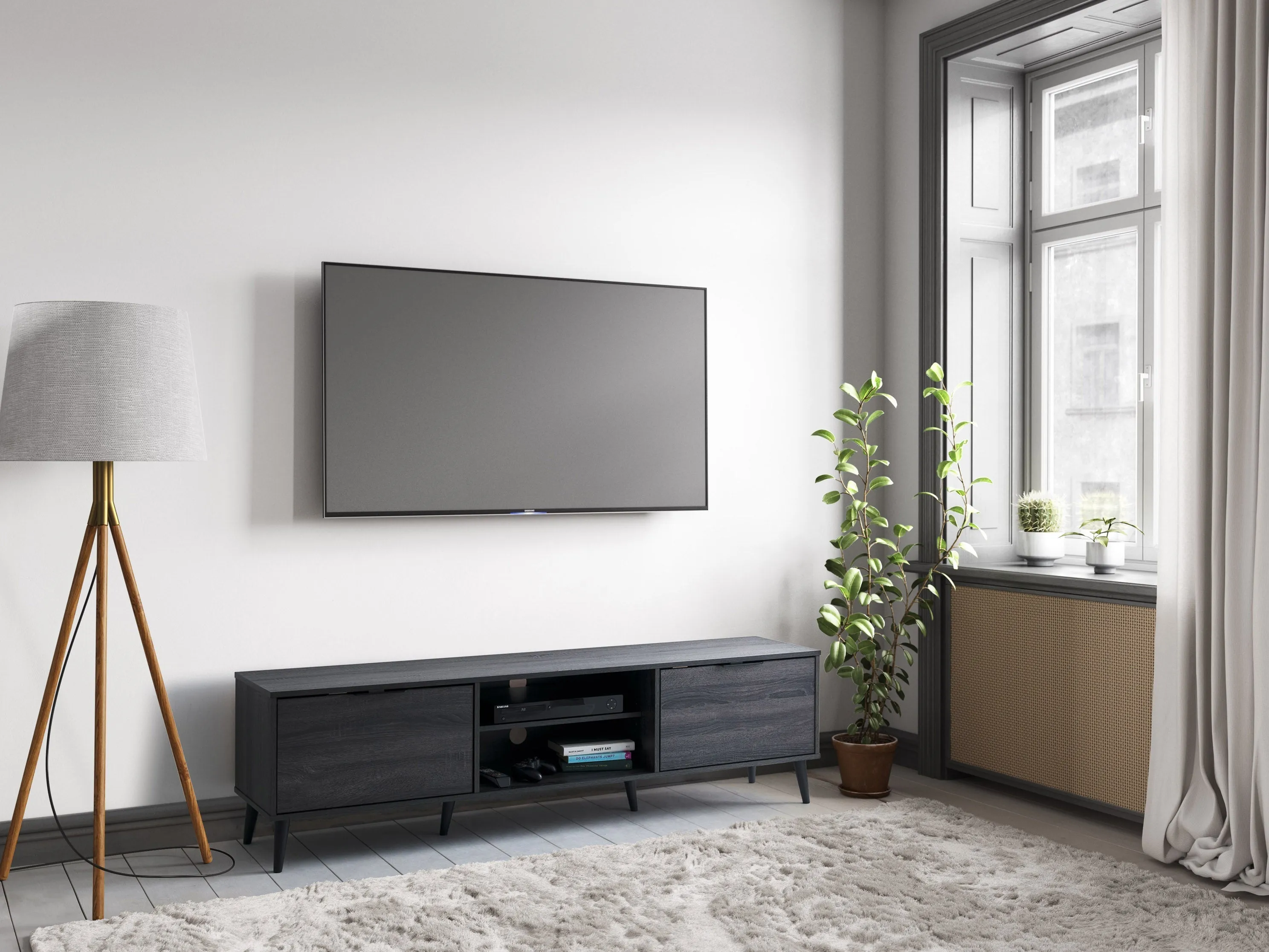 Dark Grey TV Bench for TVs up to 85"