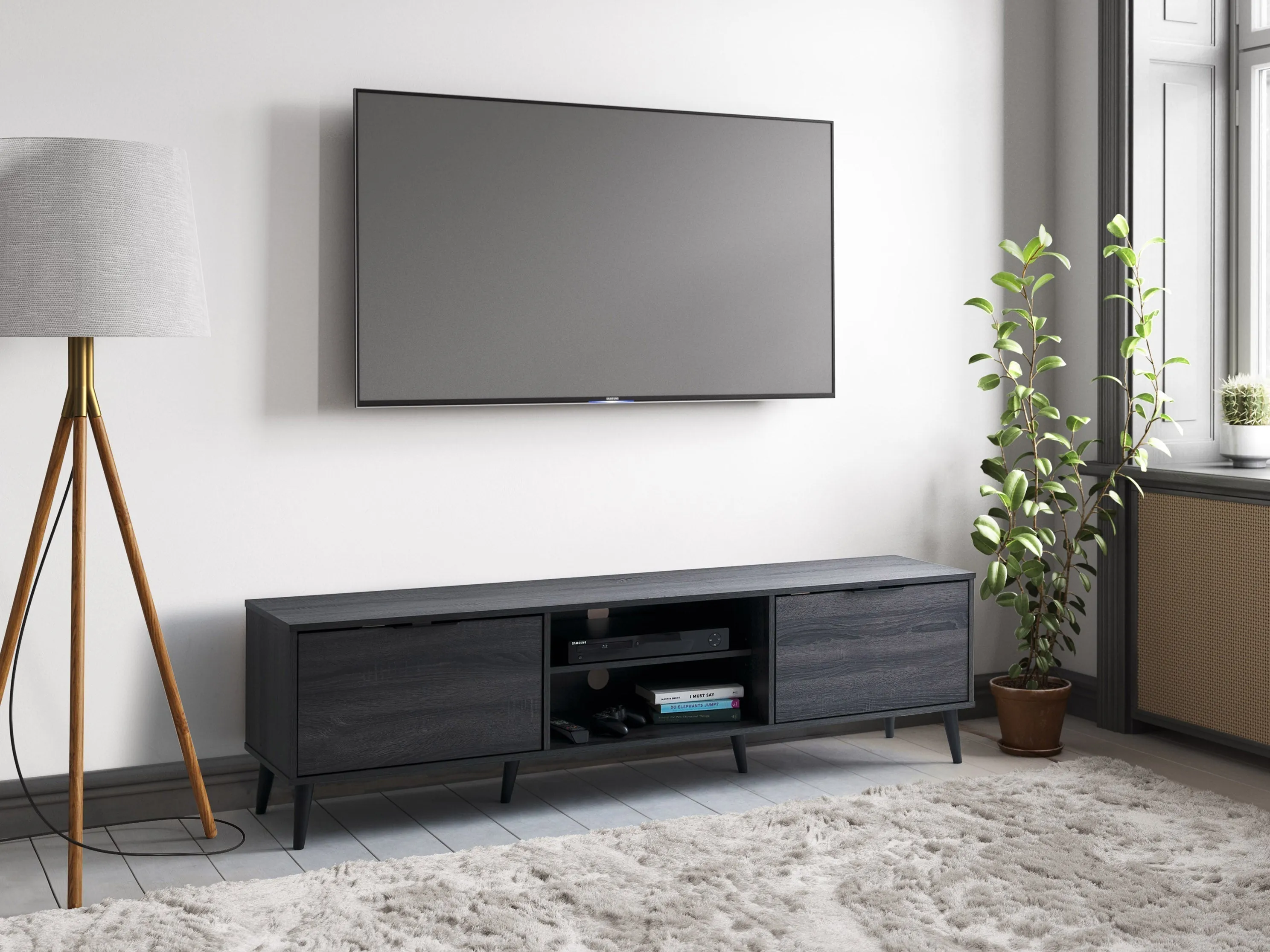 Dark Grey TV Bench for TVs up to 85"