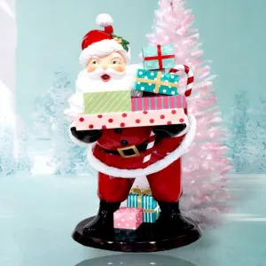 December Diamonds 6 Ft Retro Santa with Gifts Display