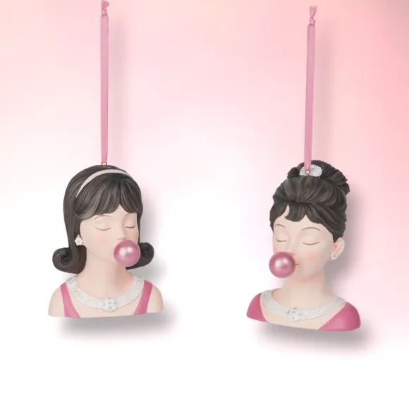 December Diamonds Candy Towne Set of 2 Bubblegum Girl Ornaments