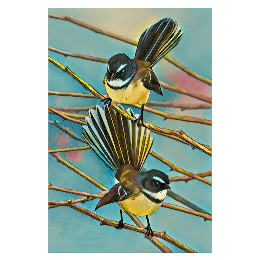 Fantails Beautiful Art Print On Glass Wall Hanging