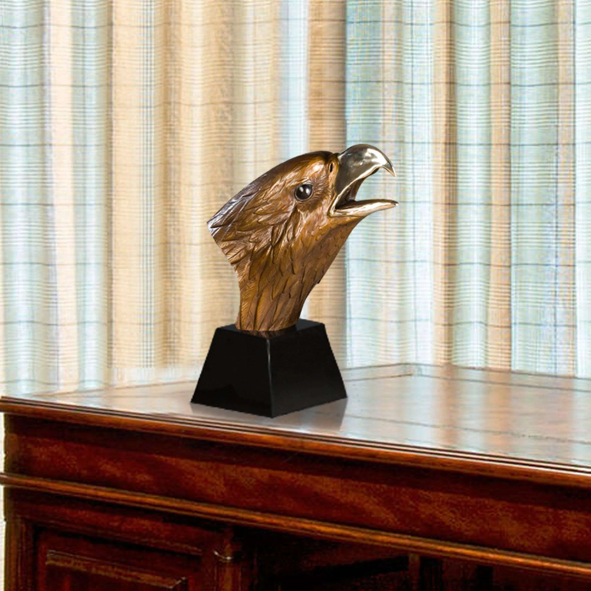 FINEST Desk Decor Bronze Bald Eagle Head Sculpture  FB-003