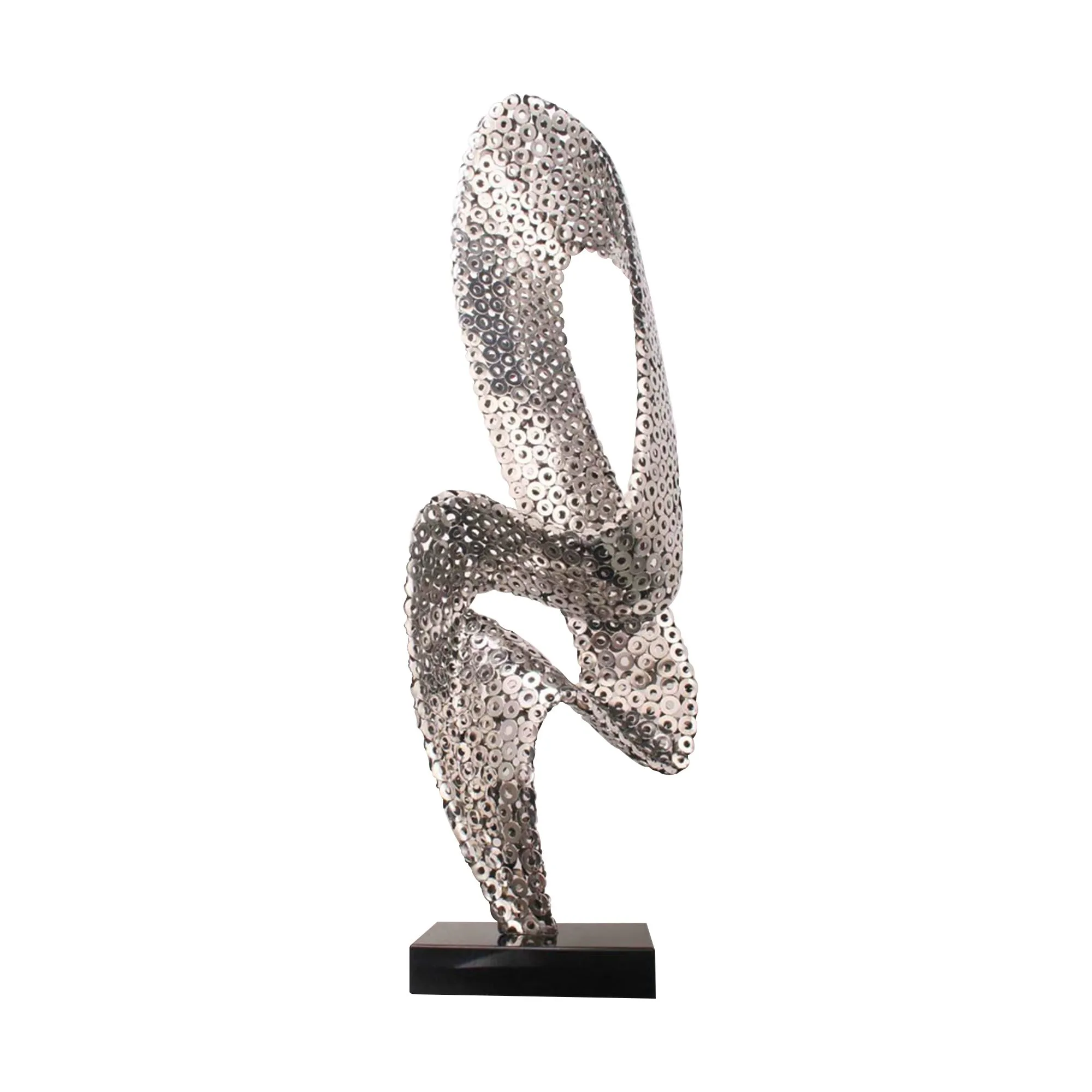 FINEST Modern Abstract Silver Sculpture - Dynamic Metallic Art Piece FS-088