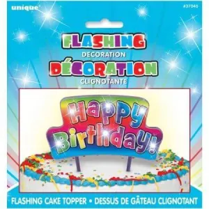 Flashing Rainbow Happy Birthday Cake Topper (1ct)