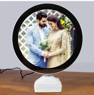 Generic Leemzon Plastic Round Magic Mirror Tabletop Photo Frame (White)(Framed )