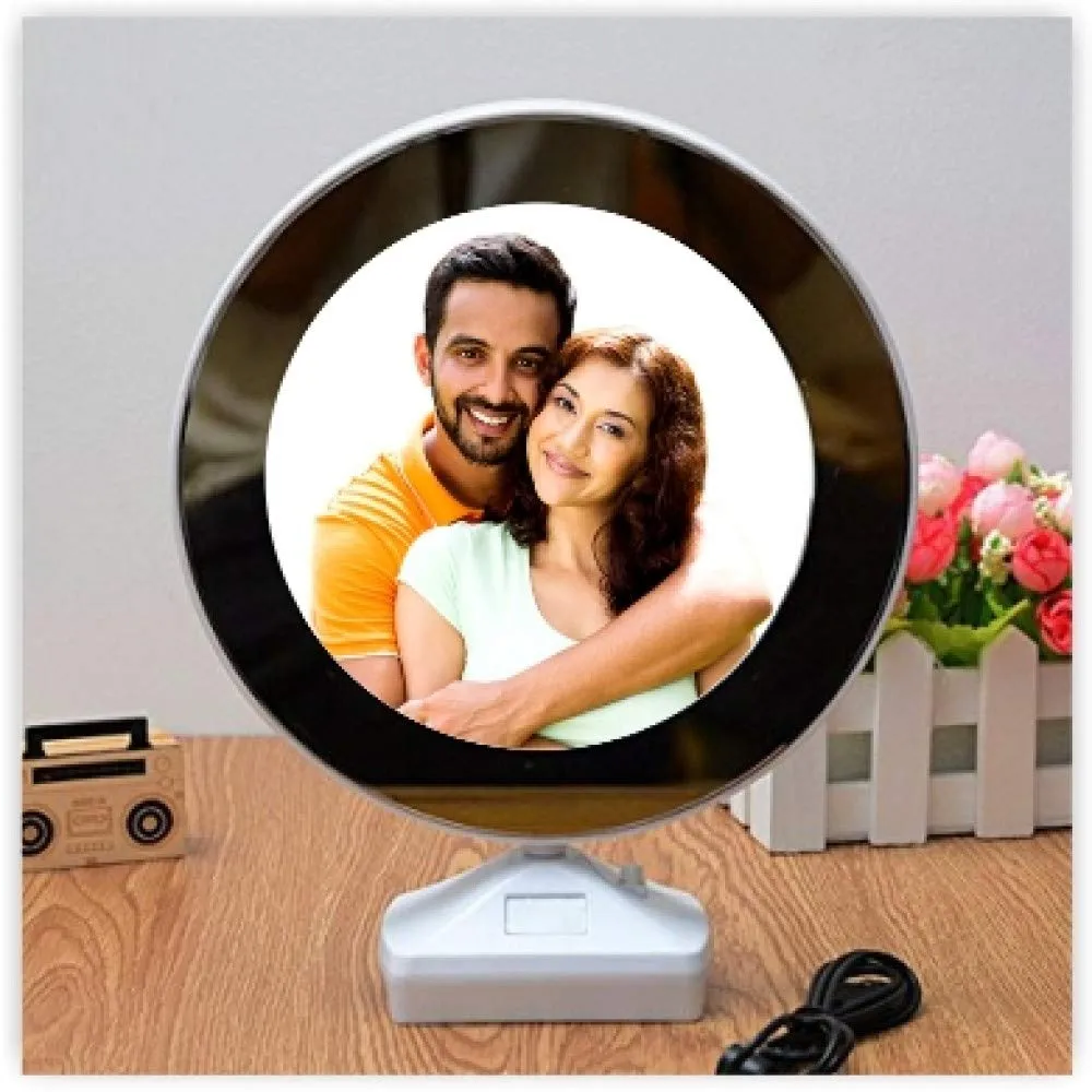 Generic Leemzon Plastic Round Magic Mirror Tabletop Photo Frame (White)(Framed )