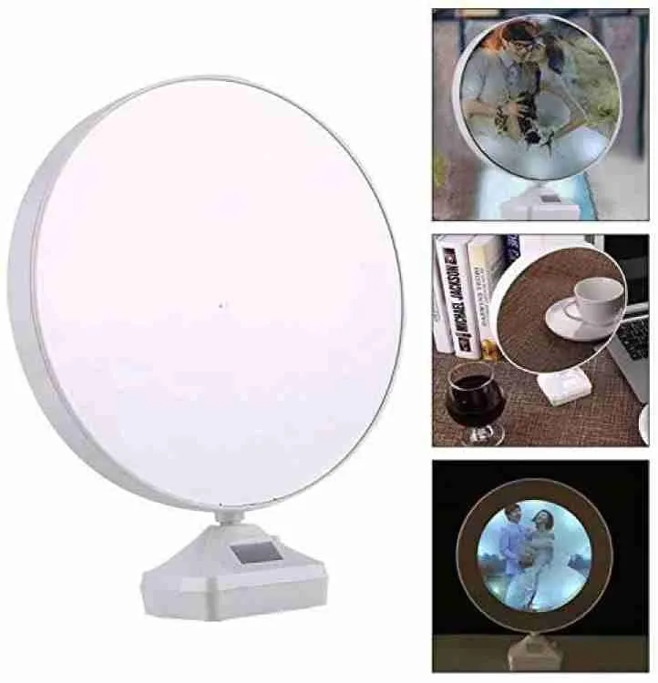 Generic Leemzon Plastic Round Magic Mirror Tabletop Photo Frame (White)(Framed )