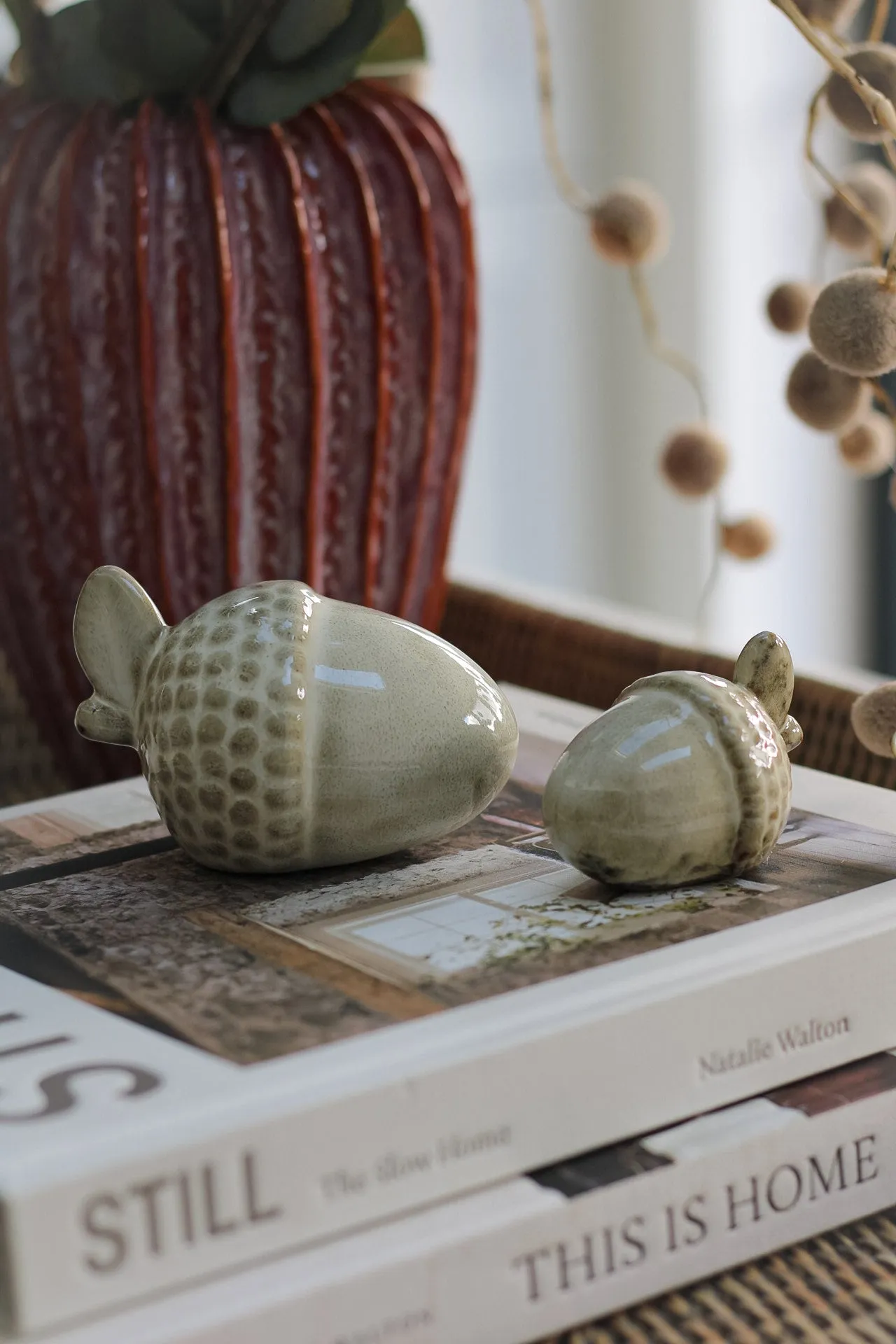 Glazed Ceramic Acorns | Set of 2