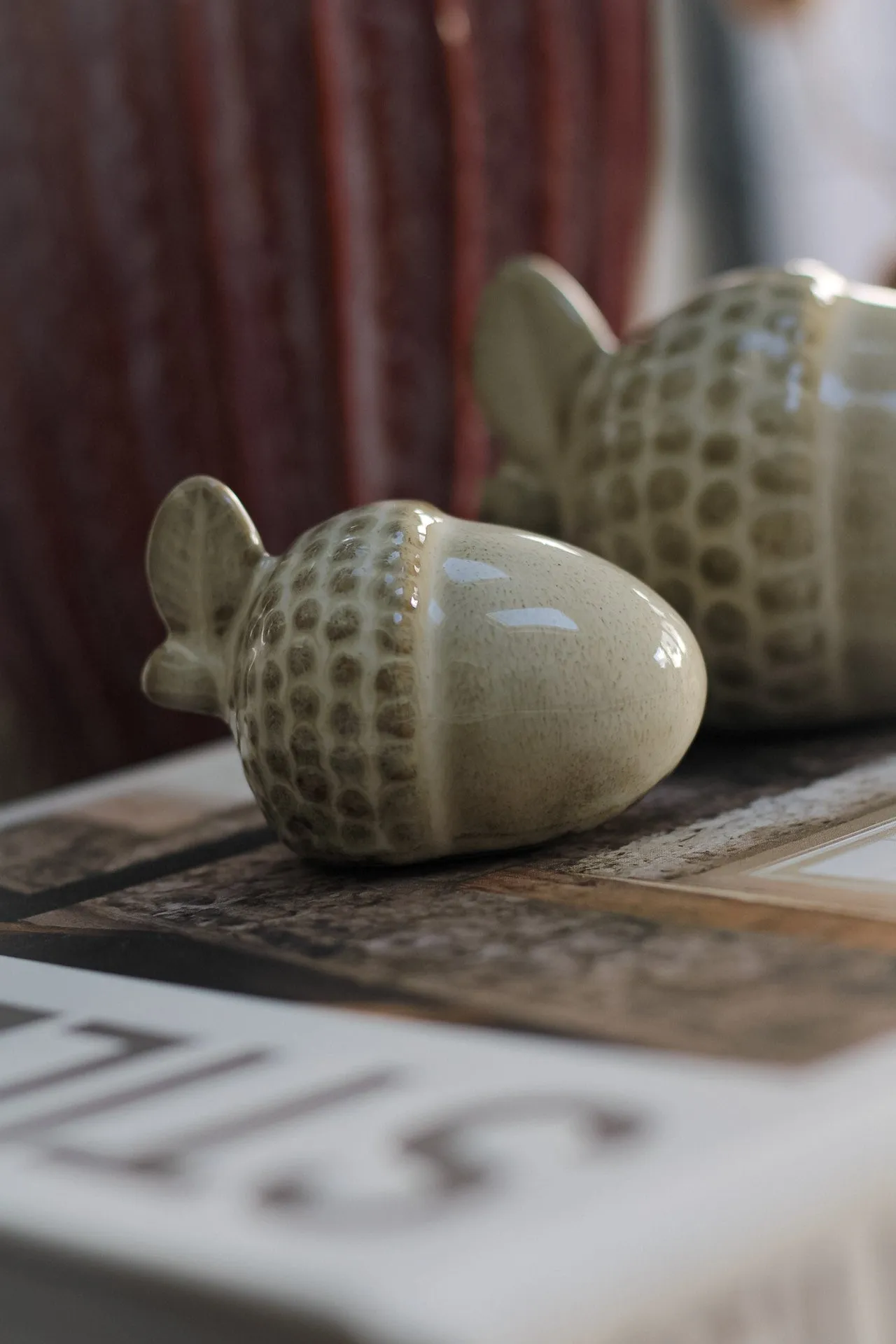 Glazed Ceramic Acorns | Set of 2