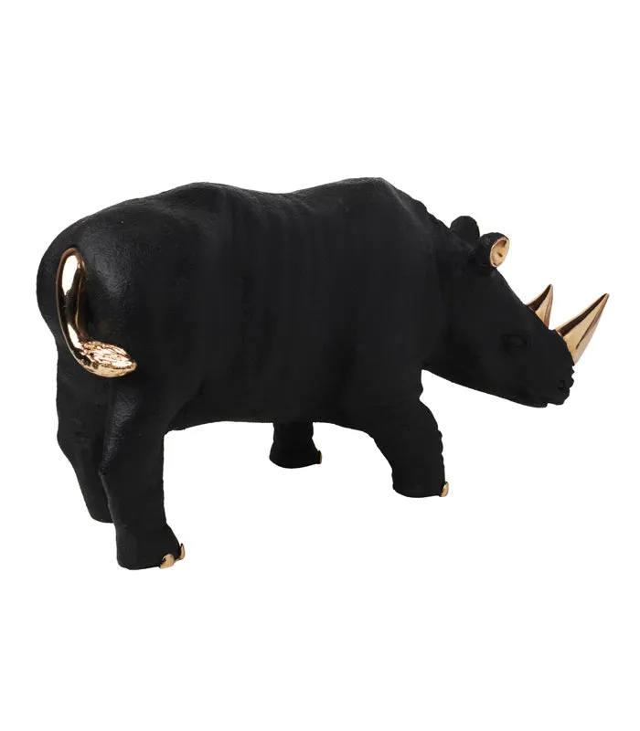 Gold Horn Rhino Sculpture