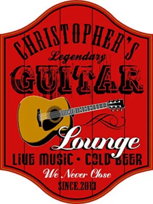 Guitar Lounge Custom Wooden Novelty Sign