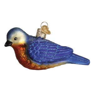 Handblown Glass Ornament - Western Bluebird