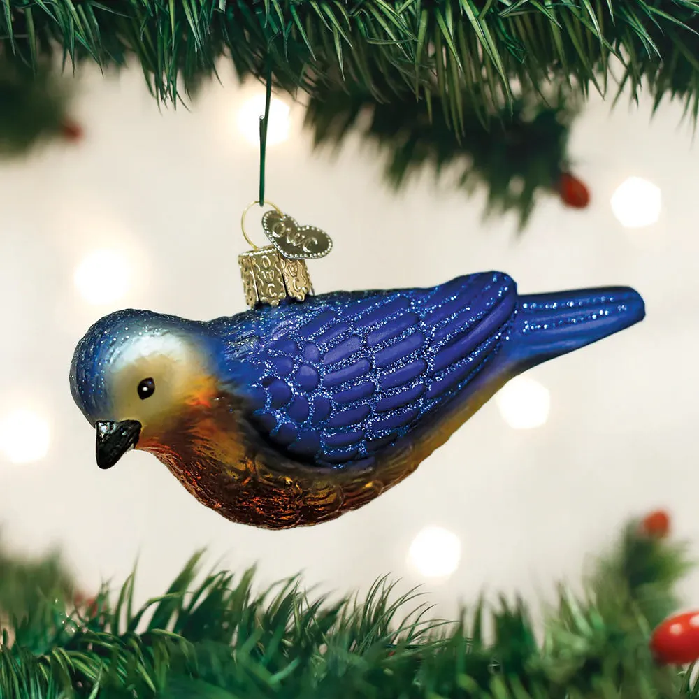 Handblown Glass Ornament - Western Bluebird