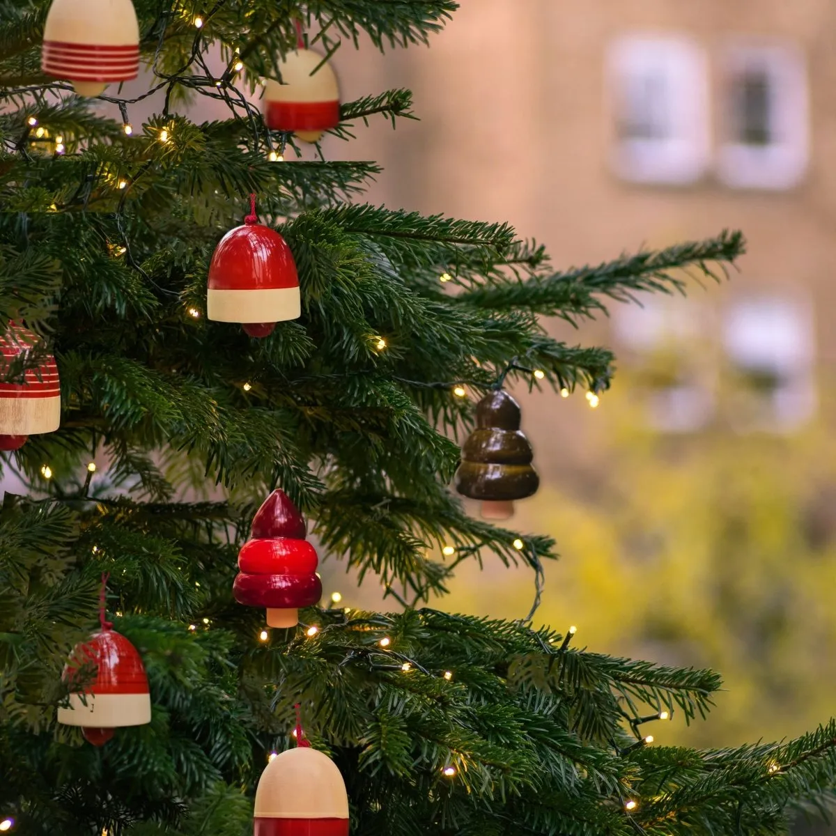 Handmade All Natural Wooden Christmas Bell Ornaments(Set of 8)