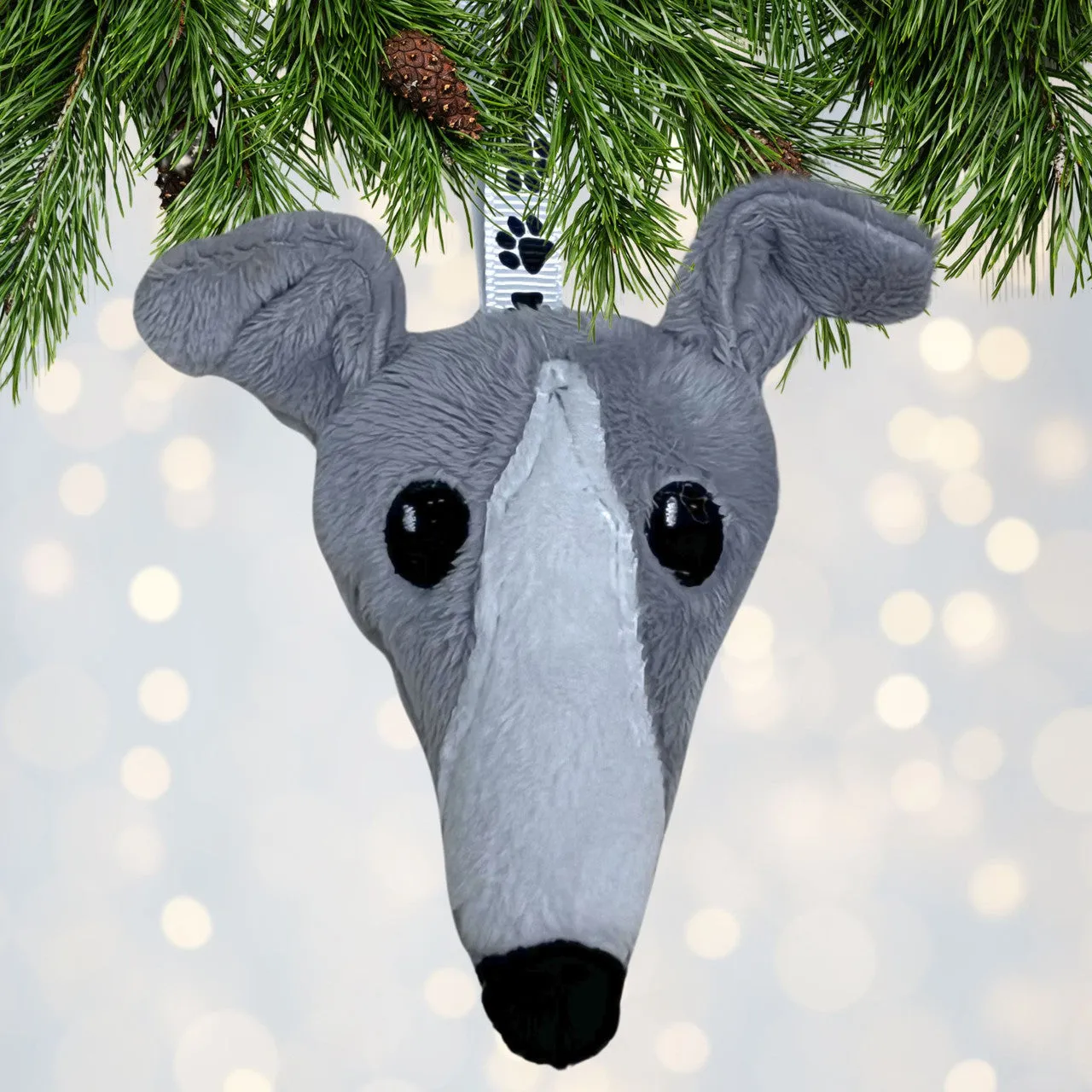 Houndie Head Ornament Silver with Blaze