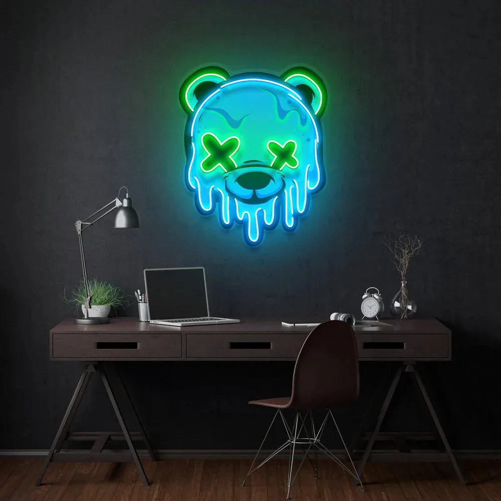 Iced Bear Neon Sign - Modern Art Decor, Bear Neon Light, Vibrant Wall Art, UV Printed LED Light,for Bar Shop Home Wall Kitchen Decor