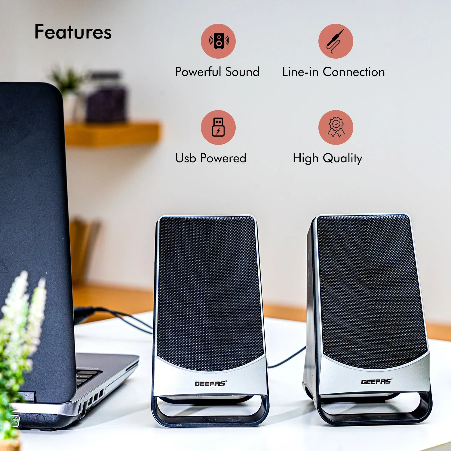 Immersive 2.0 Stereo USB Speakers For Laptop and PC