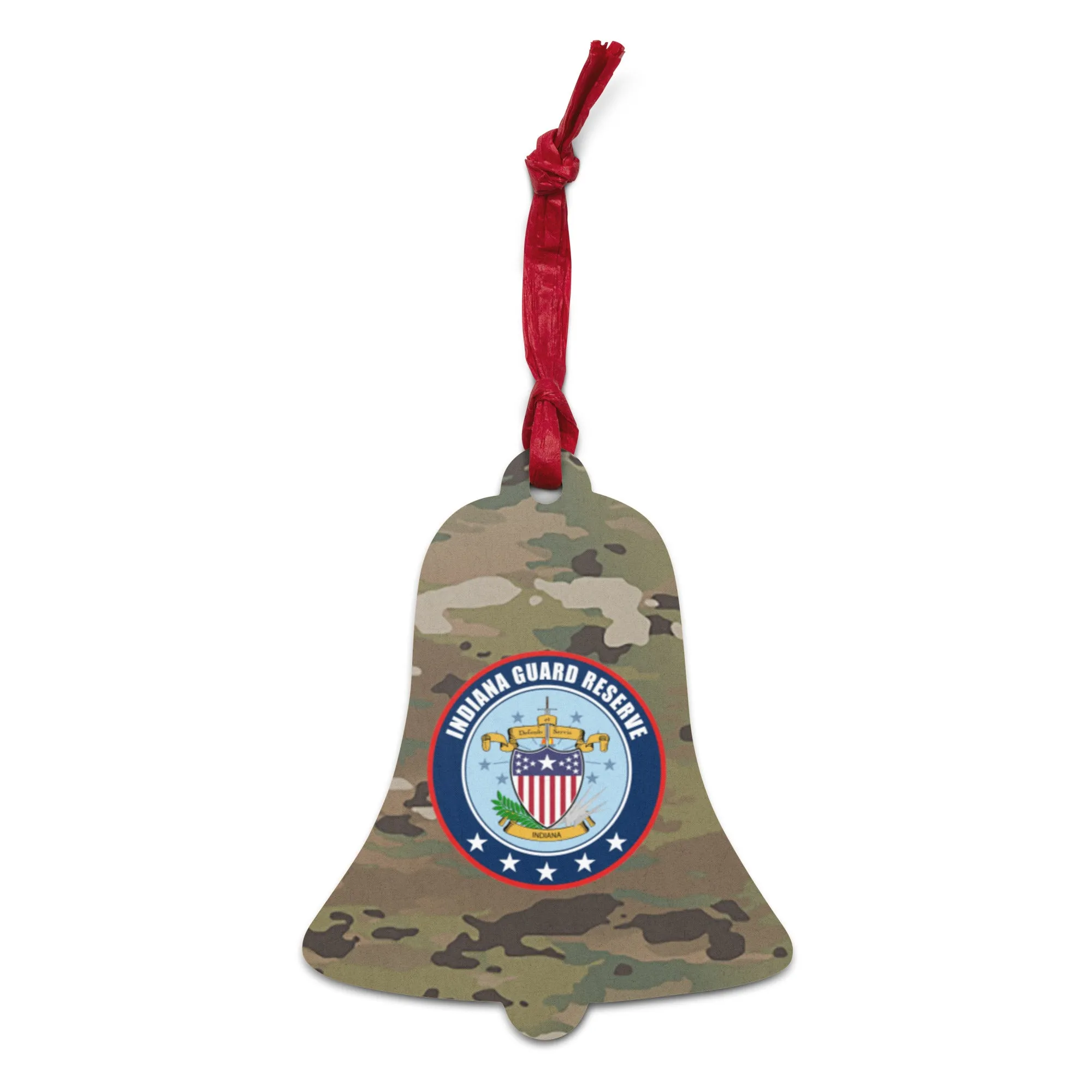 Indiana Guard Reserve Silver Bell Wooden Ornament